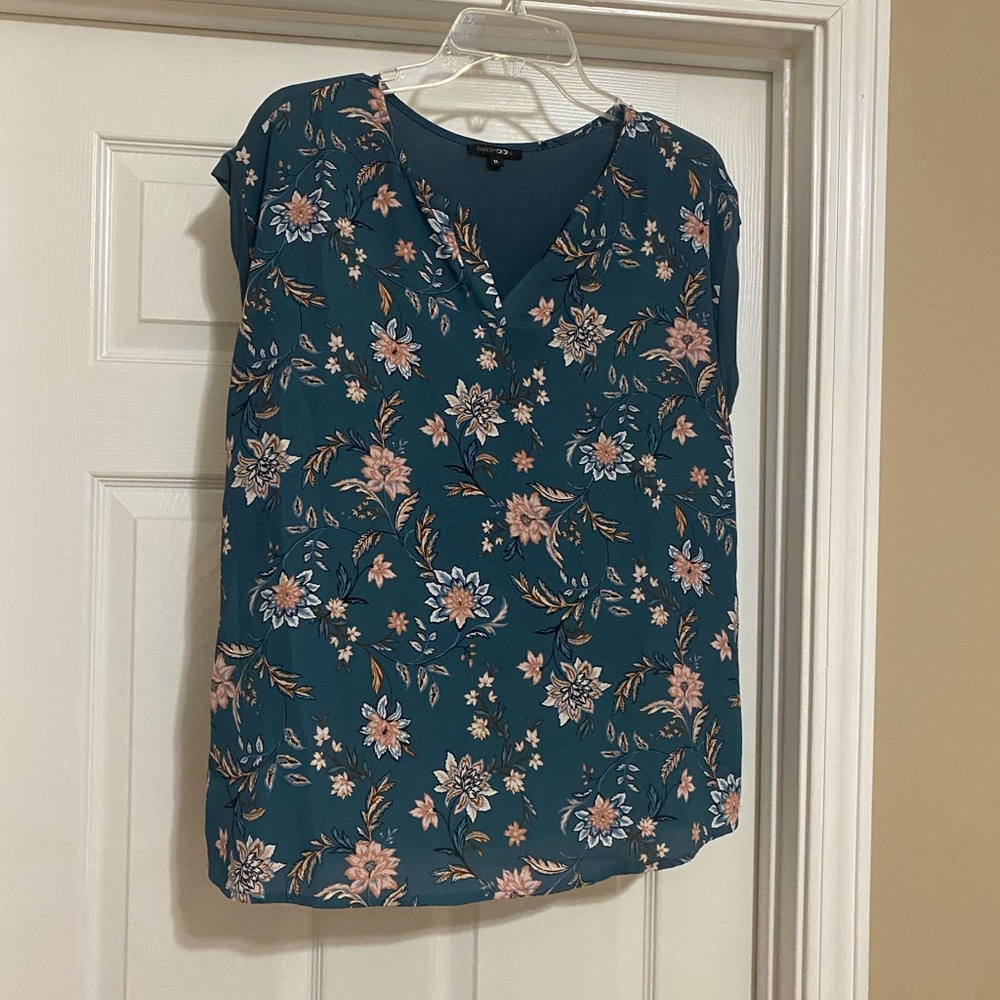 Papermoon Blue Floral V-Neck Blouse